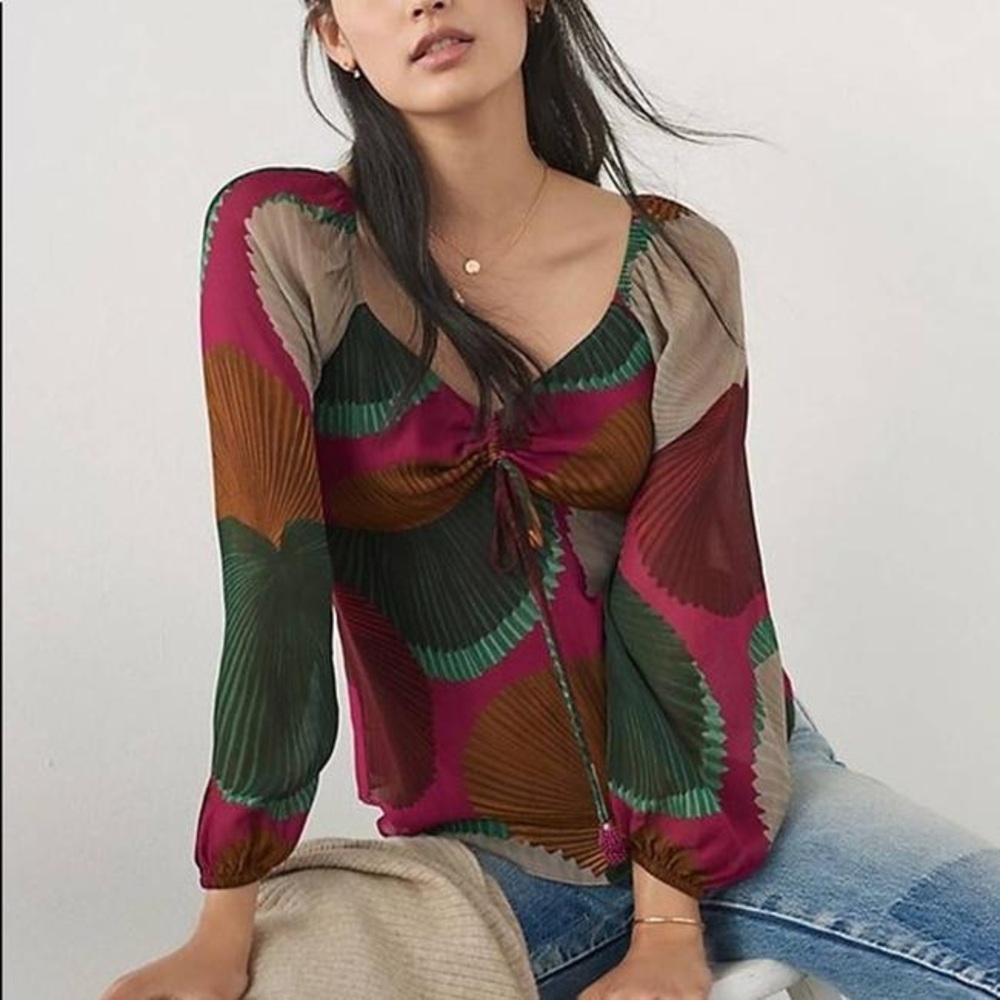 FARM RIO Pink for Anthropologie Katalina Blouse size M